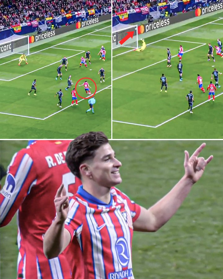 TOP BINS FROM JULIAN ALVAREZ TO PUT ATLETICO MADRID AHEAD IN THE CHAMPIONS LEAGUE