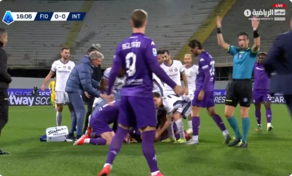 Video: The ter,rifying moment of the Fiorentina player’s fall against Inter Milan, which caused the match to be stopped immediately and postponed in the Italian League